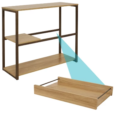 Sunnydaze Decor Sunnydaze Industrial-Style, 3-Shelf Sofa Table With Removable Serving Tray - Brown - 28.25 In - Image 5