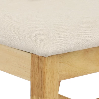 Sunnydaze Decor Sunnydaze Indoor 5-Piece Solid Rubberwood Dining Table And Chairs Set - Natural With Beige Cushions - Image 5