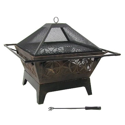 Sunnydaze Decor Sunnydaze Outdoor Camping Or Backyard Steel Northern Galaxy Fire Pit With Cooking Grill Grate, Spark Screen, And Log Poker - 32" - Image 4