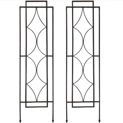 Sunnydaze Decorative Steel Metal Chic Diamonds Design Garden Trellis - Black - 2-Pack - Image 5