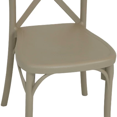 Sunnydaze Decor Sunnydaze Crossback Design Plastic All-Weather Commercial-Grade Bellemead Indoor/Outdoor Patio Dining Chair, Tan, 2pk - Image 6