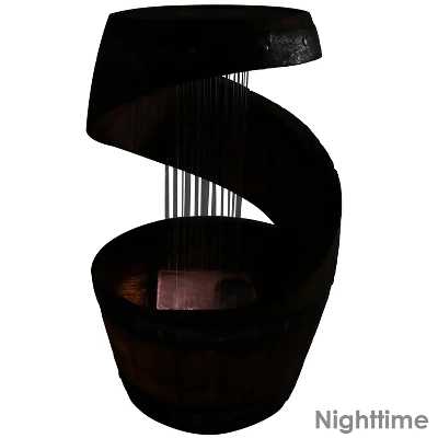 Sunnydaze Decor Sunnydaze 25"H Electric Resin Spiraling Barrel Outdoor Water Fountain With LED Lights - Image 2