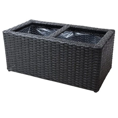 Sunnydaze Decor Sunnydaze 2-Section Rectangle Polyrattan Indoor Planters - 21.5" W X 11.5" D X 9.25" H - 2-Pack - Image 6