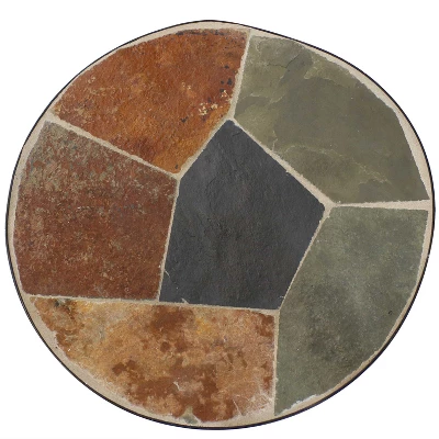 Sunnydaze Decor Sunnydaze Indoor/Outdoor Steel Frame Decorative Slate Tile Top Side Table - 12" - Image 2