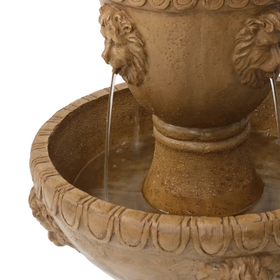 Sunnydaze Decor Sunnydaze 41"H Electric Fiberglass And Resin 2-Tier Lion Head Outdoor Water Fountain - Image 3