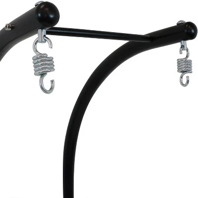 Sunnydaze Decor Sunnydaze Indoor/Outdoor Deluxe Powder-Coated Steel U-Shaped Hanging Egg Chair Loveseat Stand - 76" - Black - Image 2