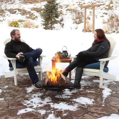 Sunnydaze Decor Sunnydaze Outdoor Camping Backyard Steel Round Classic Ebony Raised Fire Pit Bowl With 3 Folding Legs - Black - 24" - Image 4