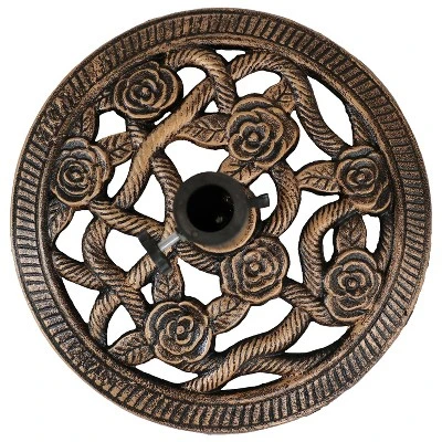 Sunnydaze Decor Sunnydaze Outdoor Heavy-Duty Cast Iron Decorative Rose Blossom Design Patio Yard Round Umbrella Base Stand - 16" - Image 6