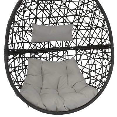 Sunnydaze Decor Sunnydaze Outdoor Resin Wicker Patio Caroline Lounge Hanging Basket Egg Chair With Cushions - 2pc - Image 5