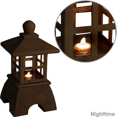 Sunnydaze Decor Sunnydaze 23"H Electric Resin Zen Lantern Outdoor Water Fountain With LED Lights - Image 2