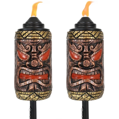 Sunnydaze Decor Sunnydaze Outdoor 3-in-1 Adjustable Height Tiki Face Patio And Lawn Torch Light Set - Image 10