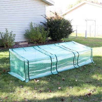 Sunnydaze Decor Sunnydaze Outdoor Portable Slanted Top Plant Shelter Mini Cloche Greenhouse With Zipper Doors - Green - Image 7