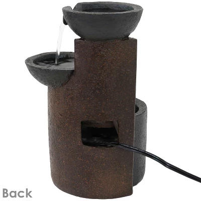 Sunnydaze Decor Sunnydaze Indoor Home Decorative Resin 3-Tier Descending Bowls Tabletop Water Fountain - 9" - Dark Brown - Image 6