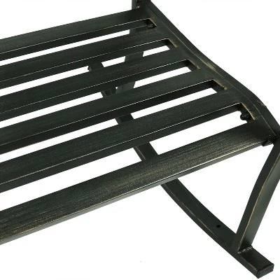 Sunnydaze Decor Sunnydaze Traditional Fleur-de-Lis Design Cast Iron And Steel Outdoor Rocking Chair - Image 8