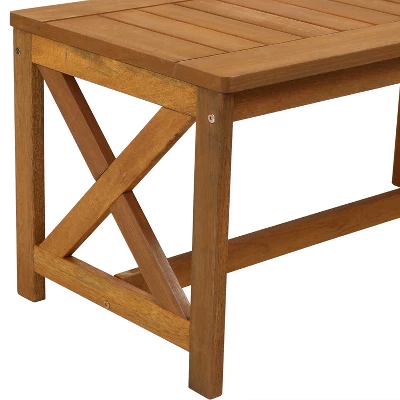 Sunnydaze Decor Sunnydaze Outdoor Meranti Wood With Teak Oil Finish Rectangular Wooden Patio Coffee Table - 35" - Brown - Image 3