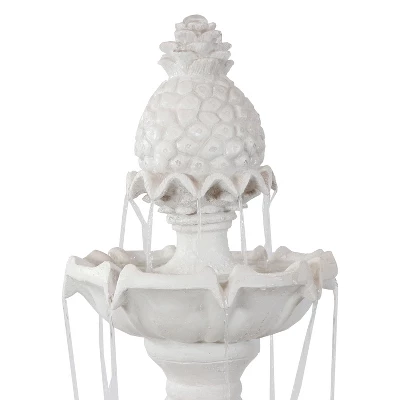 Sunnydaze Decor Sunnydaze 59"H Electric Fiberglass 3-Tier Welcome Pineapple Top Outdoor Water Fountain - Image 2