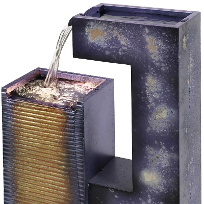 Sunnydaze Decor Sunnydaze 32"H Electric Metal Cascading Tower Outdoor Water Fountain With LED Lights - Image 5