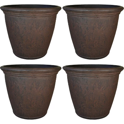 Sunnydaze Decor Sunnydaze Indoor/Outdoor Patio, Garden, Or Porch Weather-Resistant Double-Walled Anjelica Flower Pot Planter - 16" - Rust Finish - Image 6