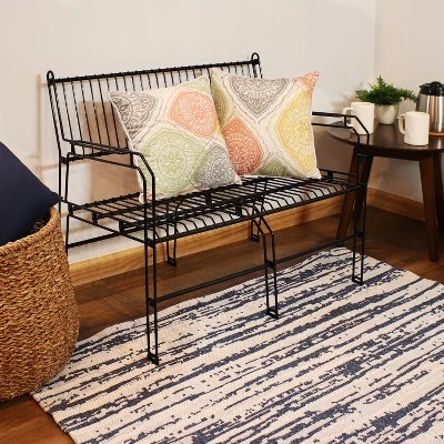 Sunnydaze Decor Sunnydaze Indoor/Outdoor Modern Furniture Steel Wire Patio Bench - Black - 30.75" H - Image 5