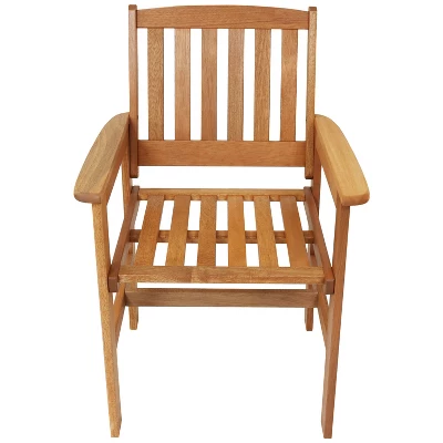 Sunnydaze Decor Sunnydaze Outdoor Meranti Wood With Teak Oil Finish Patio Table And Chairs Conversation Set - Brown - 3pc - Image 5