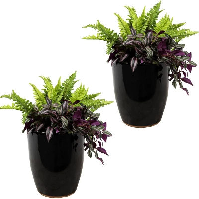 Sunnydaze Decor Sunnydaze Indoor/Outdoor Captivating Vista Decorative Glazed Ceramic Planters For Greenery Or Flowers - 11.5" - Image 7