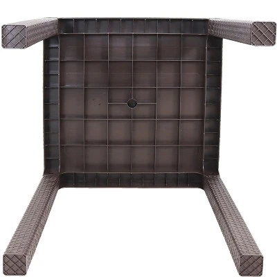 Sunnydaze Decor Sunnydaze Indoor/Outdoor Square Rattan Style Plastic Patio Dining Table - 31.5" - Brown - Image 5