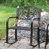 Sunnydaze Decor Sunnydaze Traditional Fleur-de-Lis Design Cast Iron And Steel Outdoor Rocking Chair