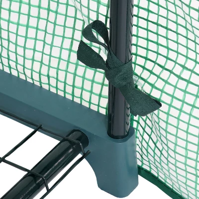 Sunnydaze Decor Sunnydaze Outdoor Portable Growing Rack 2-Tier Greenhouse With Roll-Up Door - 2 Shelves - Green - Image 4