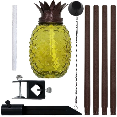 Sunnydaze Decor Sunnydaze Outdoor Adjustable Height 3-in-1 Glass Tropical Pineapple Torches With Connected Snuffs And Metal Poles - 2pk - Image 6