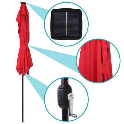 Sunnydaze Decor Sunnydaze Solar Outdoor Half Patio Umbrella With LED Lights And Crank - 9' - Image 5