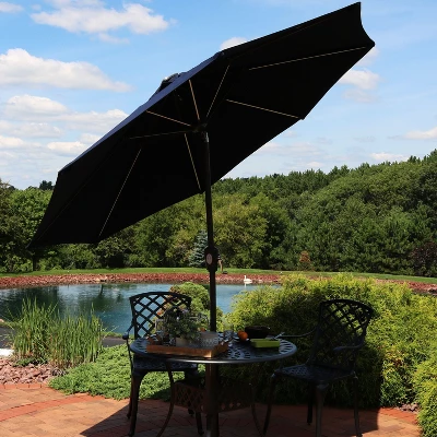 Sunnydaze Decor Sunnydaze Outdoor Aluminum Sunbrella Patio Umbrella With Solar LED Light Bars And Tilt - 9'