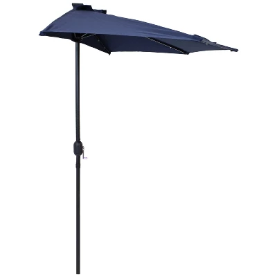 Sunnydaze Decor Sunnydaze Solar Outdoor Half Patio Umbrella With LED Lights And Crank - 9' - Image 12