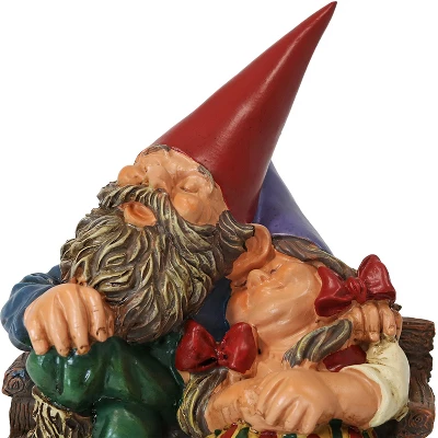 Sunnydaze Decor Sunnydaze Al And Anita On Bench Indoor/Outdoor Lightweight Resin Garden Gnome Couple Outdoor Lawn Statue - 8" H - Image 2