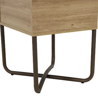 Sunnydaze Decor Sunnydaze Indoor Industrial-Style Nightstand With Open Shelf - MDP - Brown - Image 5