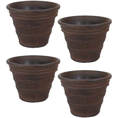 Sunnydaze Decor Sunnydaze Indoor/Outdoor Patio, Garden, Or Porch Weather-Resistant Double-Walled Laurel Flower Pot Planter - 13" - Rust Finish - Image 8