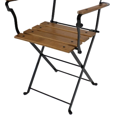 Sunnydaze Decor Sunnydaze Indoor/Outdoor Patio Or Dining Basic Chestnut Wooden Folding Bistro Arm Chair - Brown - Image 2