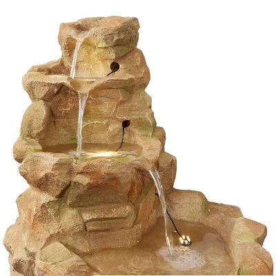 Sunnydaze Decor Sunnydaze 41"H Electric Fiberglass Stone Springs Outdoor Water Fountain With LED Lights - Image 3
