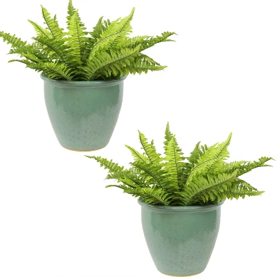 Sunnydaze Decor Sunnydaze Indoor/Outdoor Ocean Villa Decorative Glazed Ceramic Planters For Greenery Or Flowers - 11.75" - Image 5