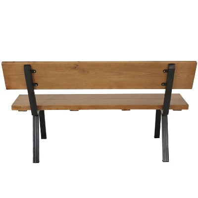 Sunnydaze Decor Sunnydaze European Chestnut Indoor/Outdoor Patio Bench With Powder-Coated Steel Frame - 59" W X 21" D X 33.75" H - Image 4