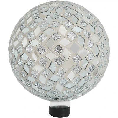 Sunnydaze Decor Sunnydaze Indoor/Outdoor Mirrored Diamond Mosaic Gazing Globe Glass Garden Ball - 10" Diameter - Silver - Image 5