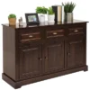 Sunnydaze Decor Sunnydaze Sideboard With 3 Drawers And 3 Doors - Solid Pine Construction - Dark Brown- 32"