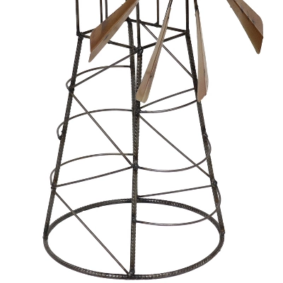 Sunnydaze Decor Sunnydaze Golden Metal Windmill Outdoor Garden Art Statue - 26 In. - Image 3