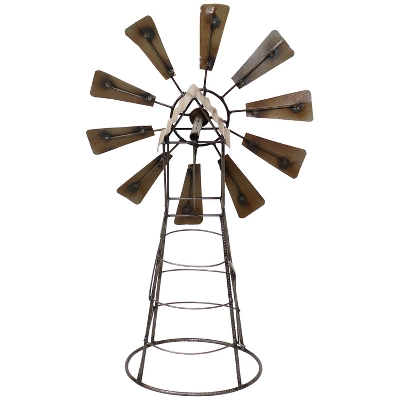 Sunnydaze Decor Sunnydaze Golden Metal Windmill Outdoor Garden Art Statue - 26 In. - Image 4