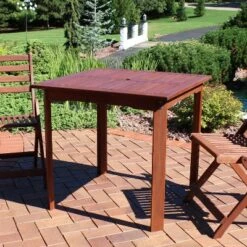 Sunnydaze Decor Sunnydaze Outdoor Meranti Wood With Teak Oil Finish Rustic Square Backyard Patio Dining Table - 31" - Brown