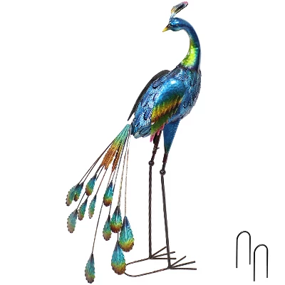 Sunnydaze Decor Sunnydaze Metal Peacock Outdoor Garden Yard Art Statue Sculpture - 34" - Image 7