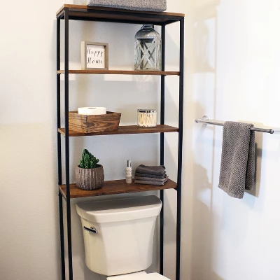 Sunnydaze Decor Sunnydaze 4 Shelf Iron And Veneer Over The Toilet Etagere Bathroom Storage Cabinet Space Saver