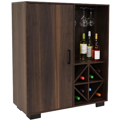Sunnydaze Decor Sunnydaze Indoor Lavina Wine Cabinet With Glass And Bottle Storage Shelves - Coffee Brown - Image 2