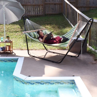 Sunnydaze Decor Sunnydaze Two-Person Quilted Fabric Hammock With Spreader Bars - 450 Lb Weight Capacity - Image 5