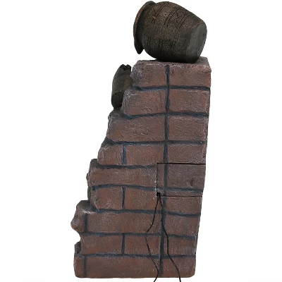 Sunnydaze Decor Sunnydaze Outdoor Polyresin Crumbling Bricks And Pots Solar Cascading Water Fountain With LED Lights And Battery Backup - 27" - Image 7