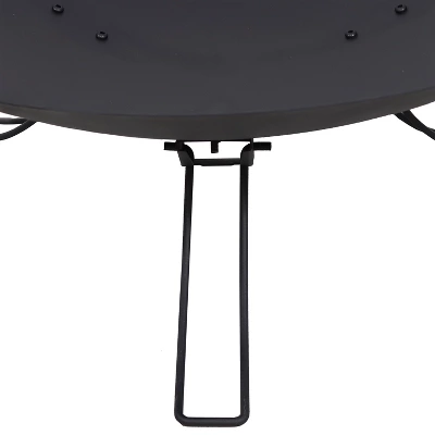 Sunnydaze Decor Sunnydaze Outdoor Camping Backyard Steel Round Classic Ebony Raised Fire Pit Bowl With 3 Folding Legs - Black - 24" - Image 2
